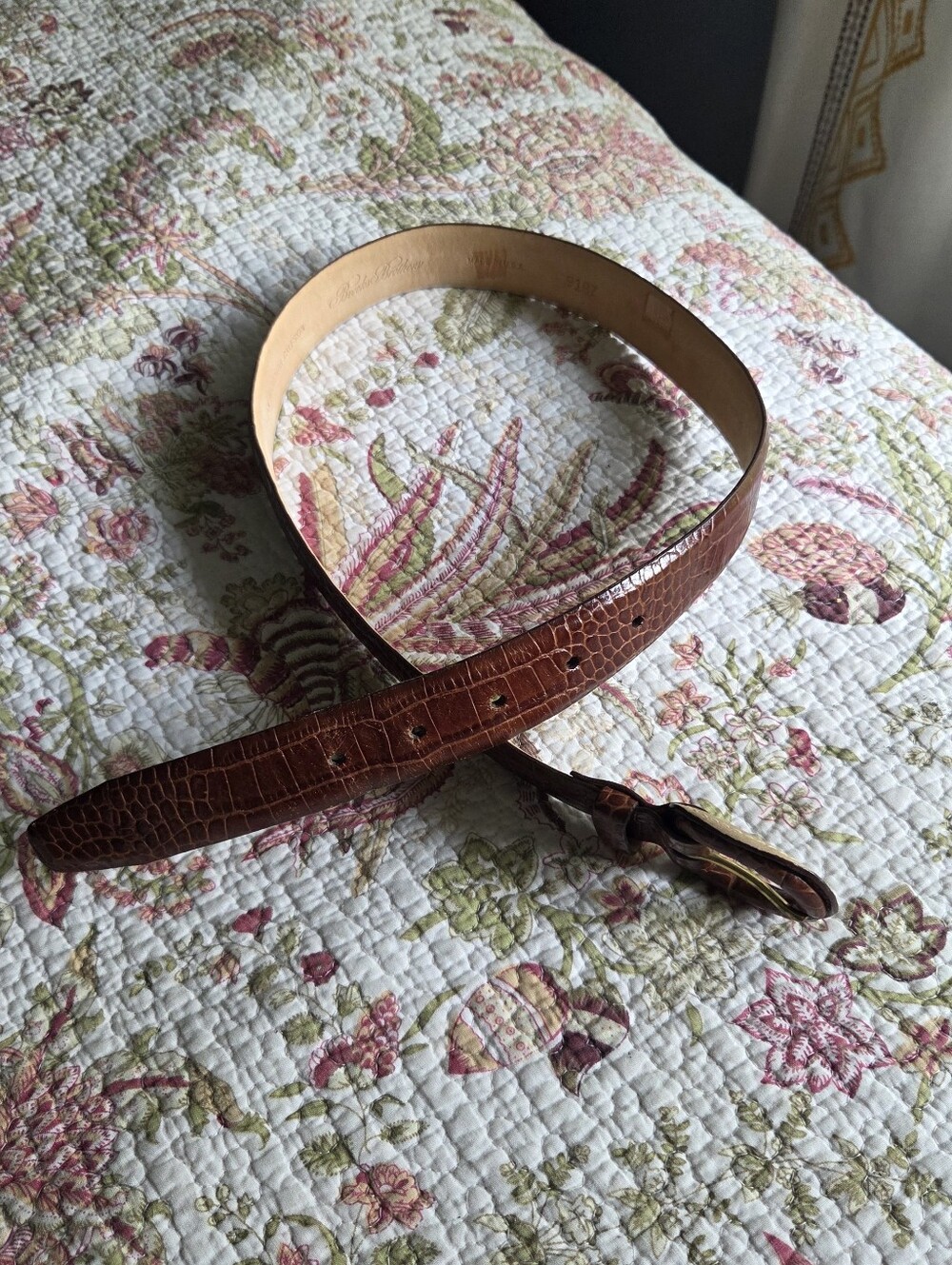 Brooks Brothers Brown Croc-Embossed Leather Belt